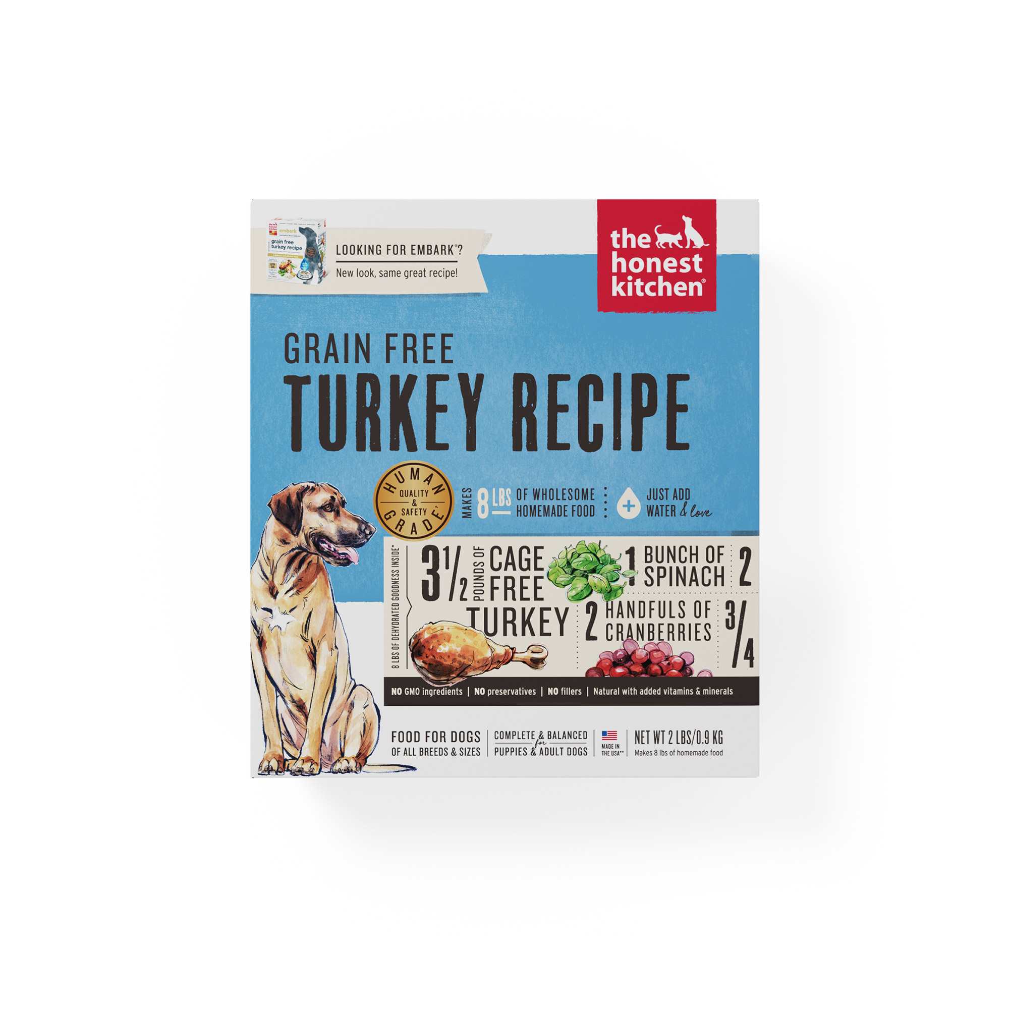 The Honest Kitchen Dog 2lbs Dehydrated Turkey Grain Free Dry Dog Food