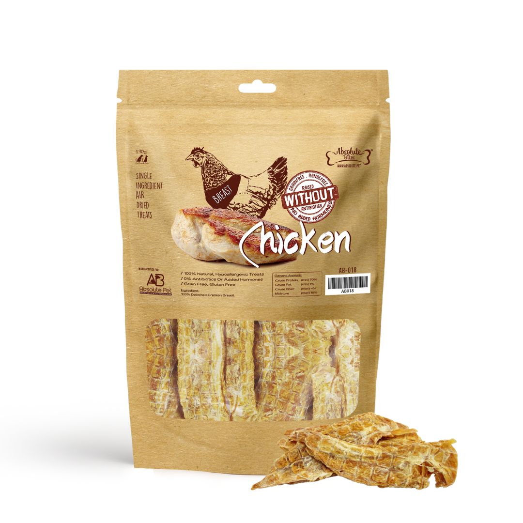 (exp: 17 May 2026) Absolute Bites Air Dried 170g Chicken Breast Cat & Dog Treat