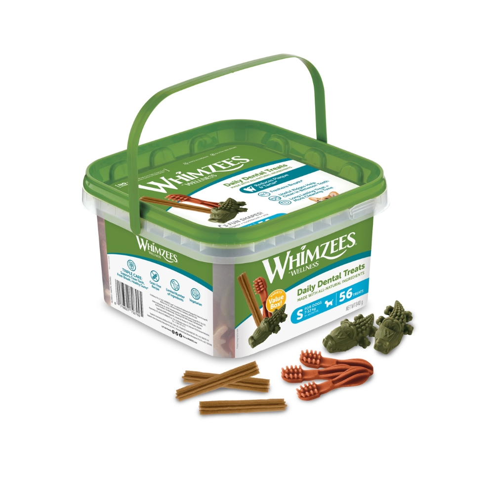 (exp: Mar 2028) Whimzees Dog Variety 56pcs (small) Value Box Dental Chews For Dogs