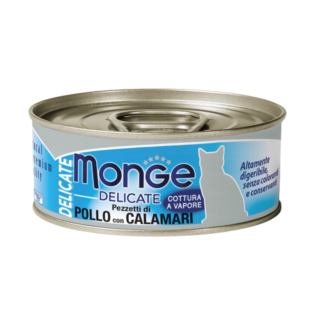 (exp: 06 Mar 2027) Monge Cat Delicate 80g Chicken & Squid Wet Cat Food