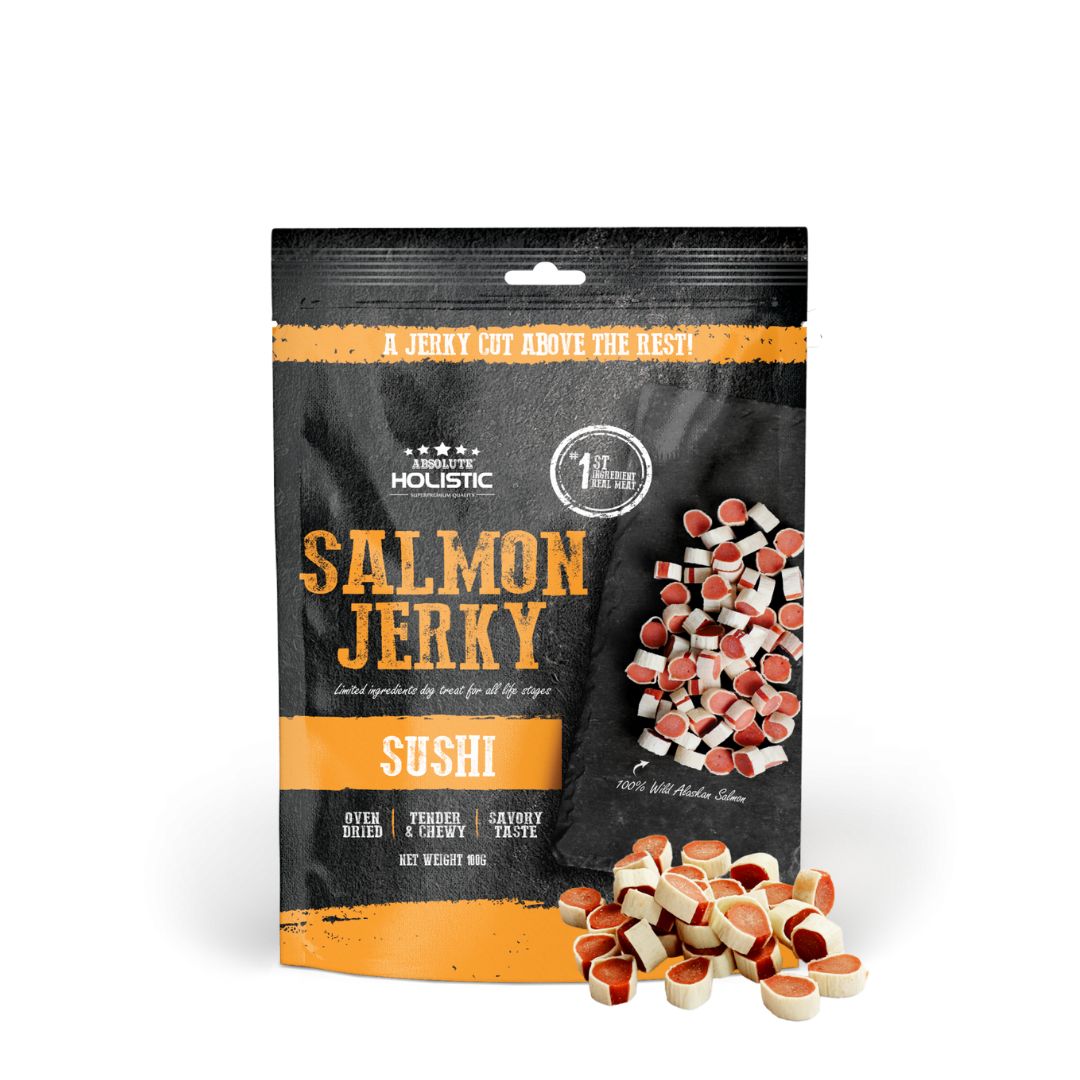 (exp: 25 Feb 2027) Absolute Holistic Dog 100g Jerky Salmon Sushi Dog Treat