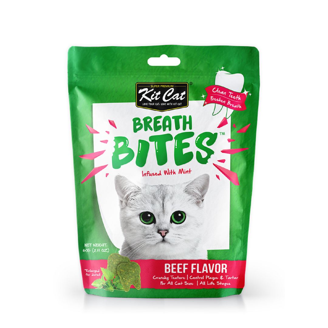 (exp: 06 Feb 2027) Kit Cat 60g Breath Bites Infused With Mint Beef Flavor Cat Treat