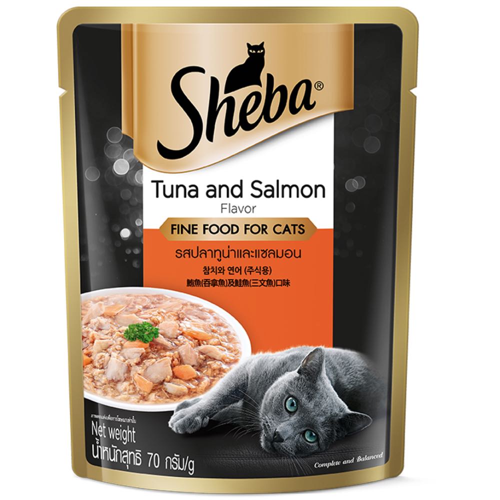 (exp: 30 Mar 2027) Sheba Cat 70g Tuna And Salmon Pouch Wet Cat Food