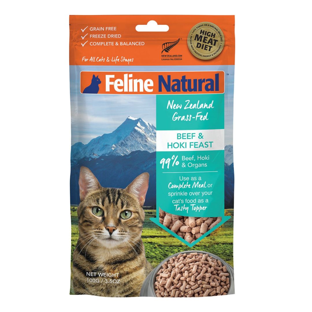 (exp: 11 Feb 2027) Feline Natural Freeze Dried Topper 100g Beef & Hoki Feast Dry Cat Food