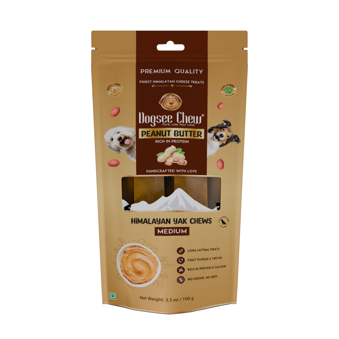 Dogsee Chew Dog 100g Peanut Butter Medium Bars Dog Treat
