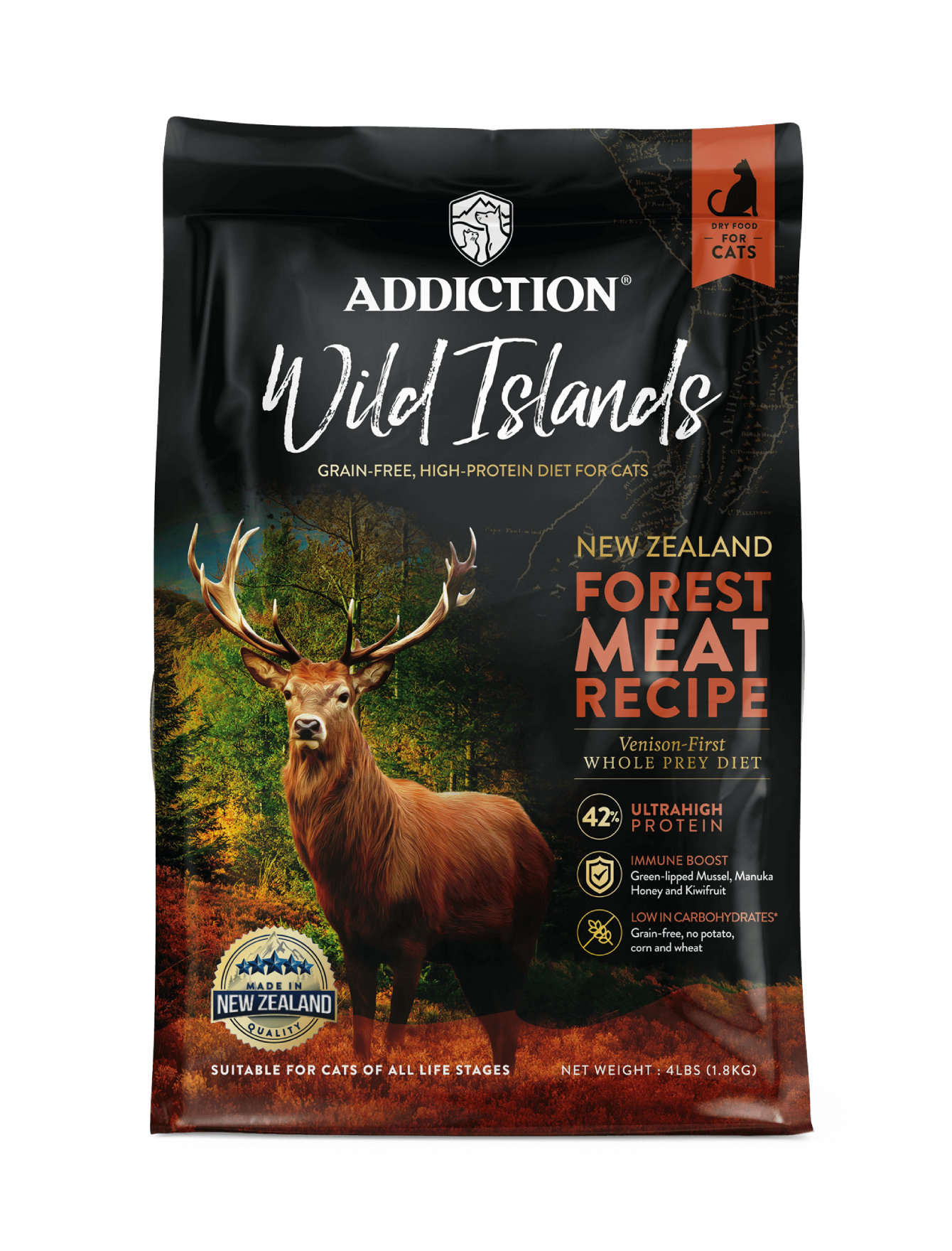 (exp: 11 Feb 2026) Addiction Cat Wild Islands 10lbs Forest Meat Grain-free Venison Dry Cat Food