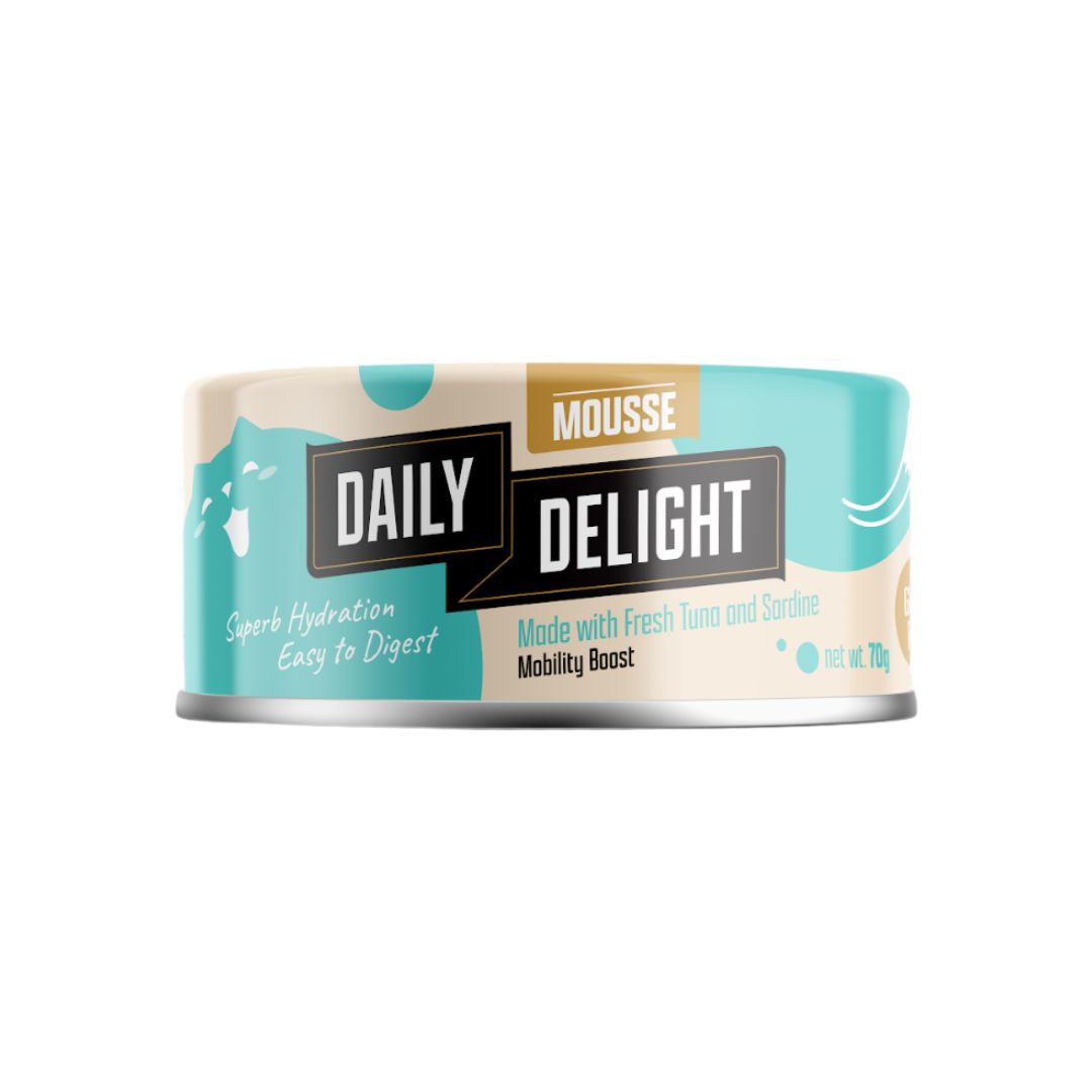 (exp: 24 Apr 2028) Daily Delight Cat Mousse 70g Tuna & Sardine Wet Cat Food