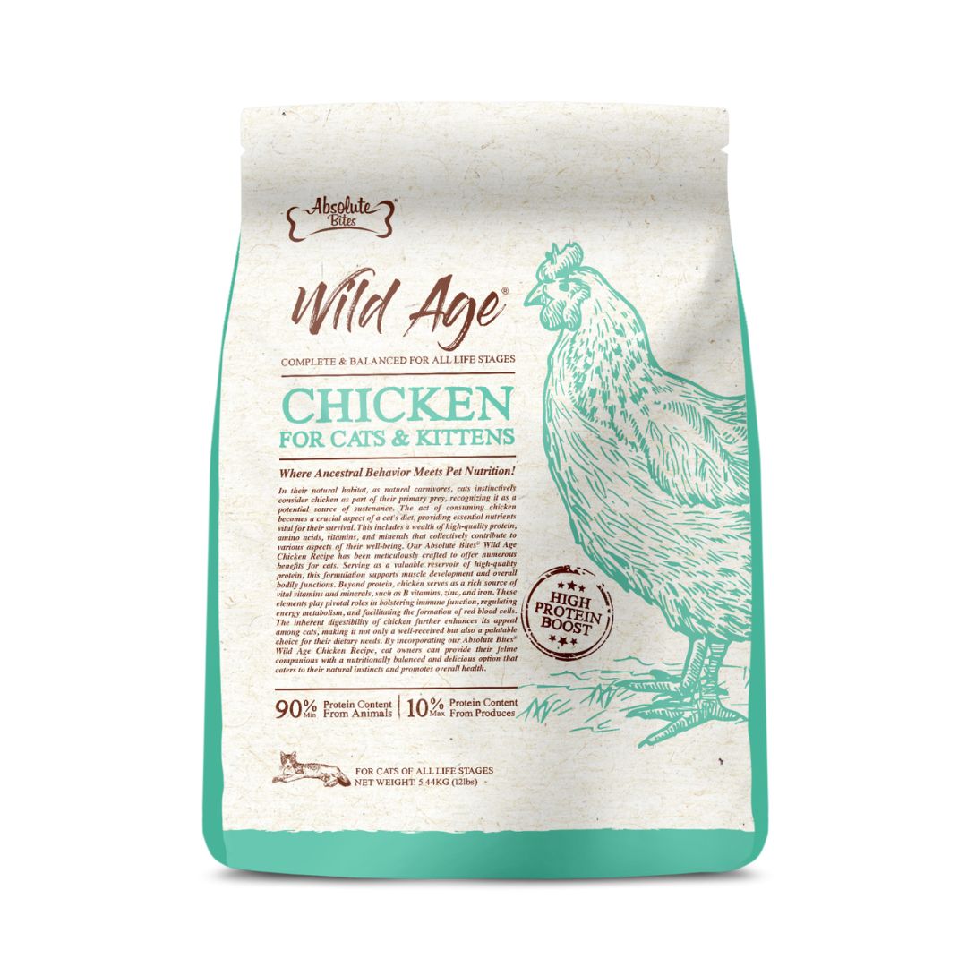 (exp: 28 Jul 2026) Absolute Bites Cat Wild Age 5.44kg Chicken Dry Cat Food