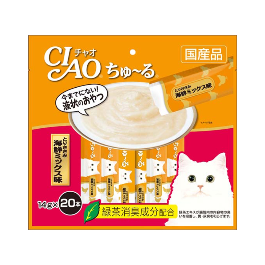 (exp: 22 Jan 2027) Ciao Churu 14gx20 Chicken Fillet Seafood Mix Cat Treat