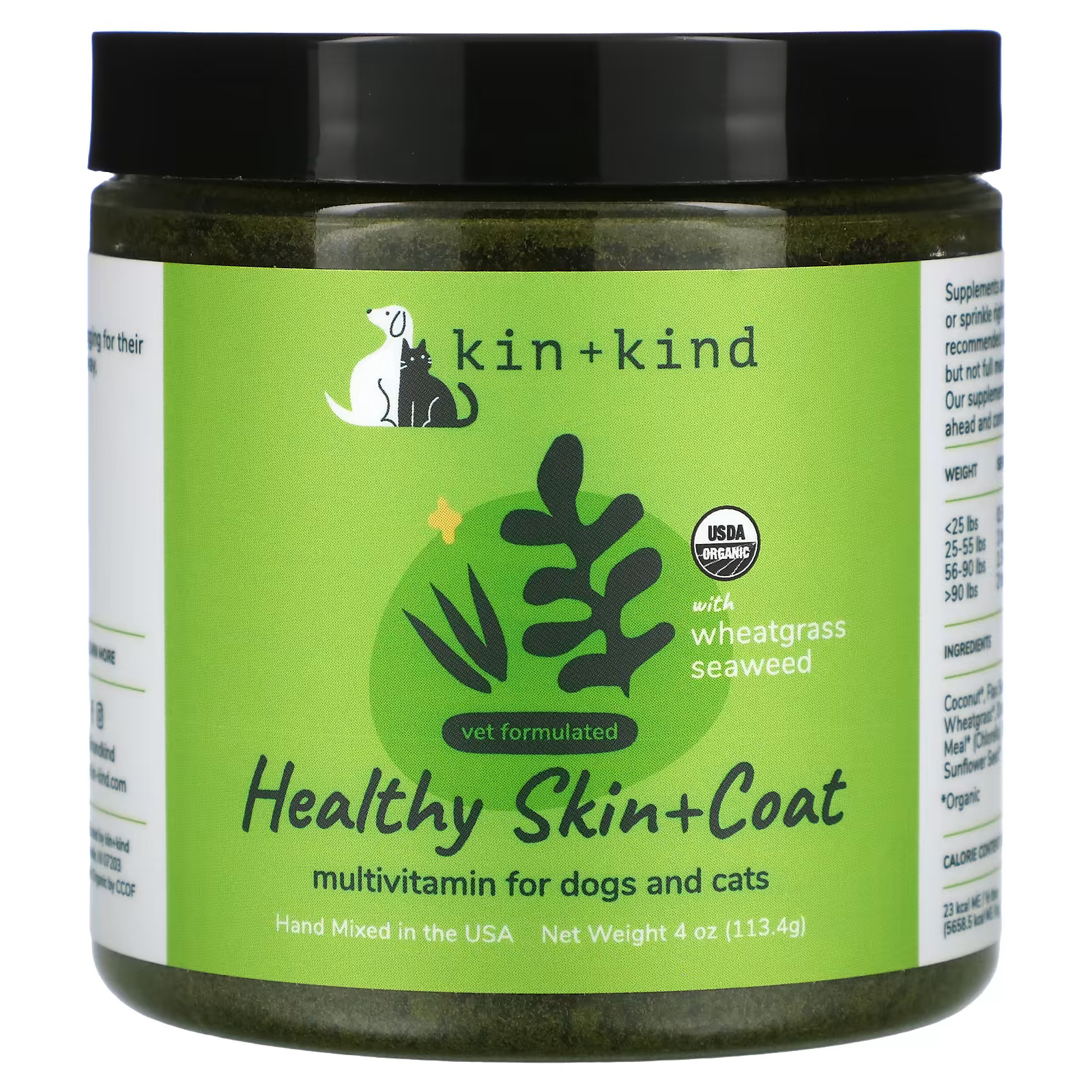 (exp: Dec'2026) Kin+kind 113g Organic Healthy Skin & Coat Supplement For Dogs & Cats