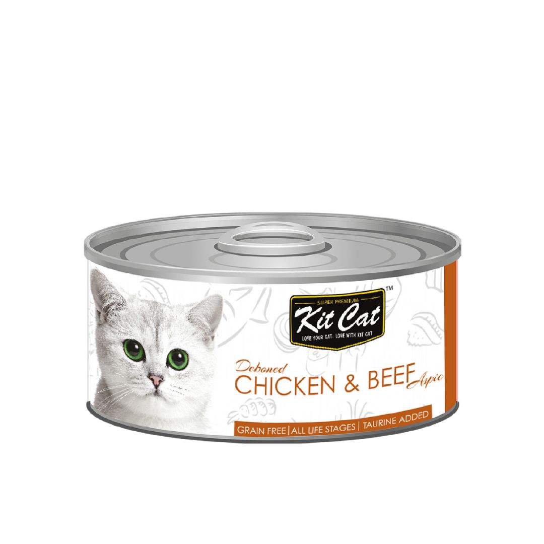 (exp: 10 Feb 2028) Kit Cat 80g Deboned Toppers Canned Chicken & Beef Wet Cat Food