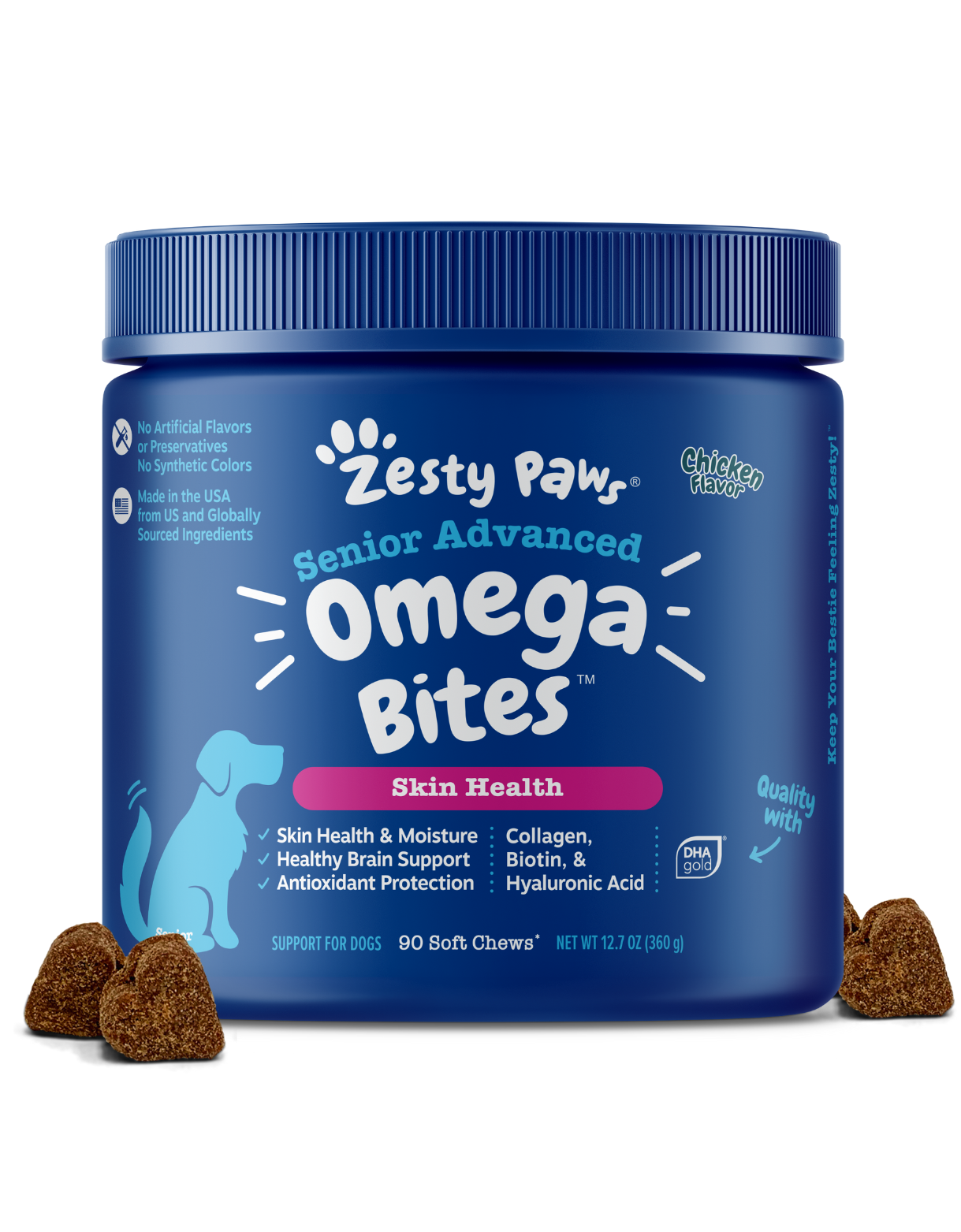 Zesty Paws 90ct Senior Advanced Omega Bites Supplement For Senior Dogs