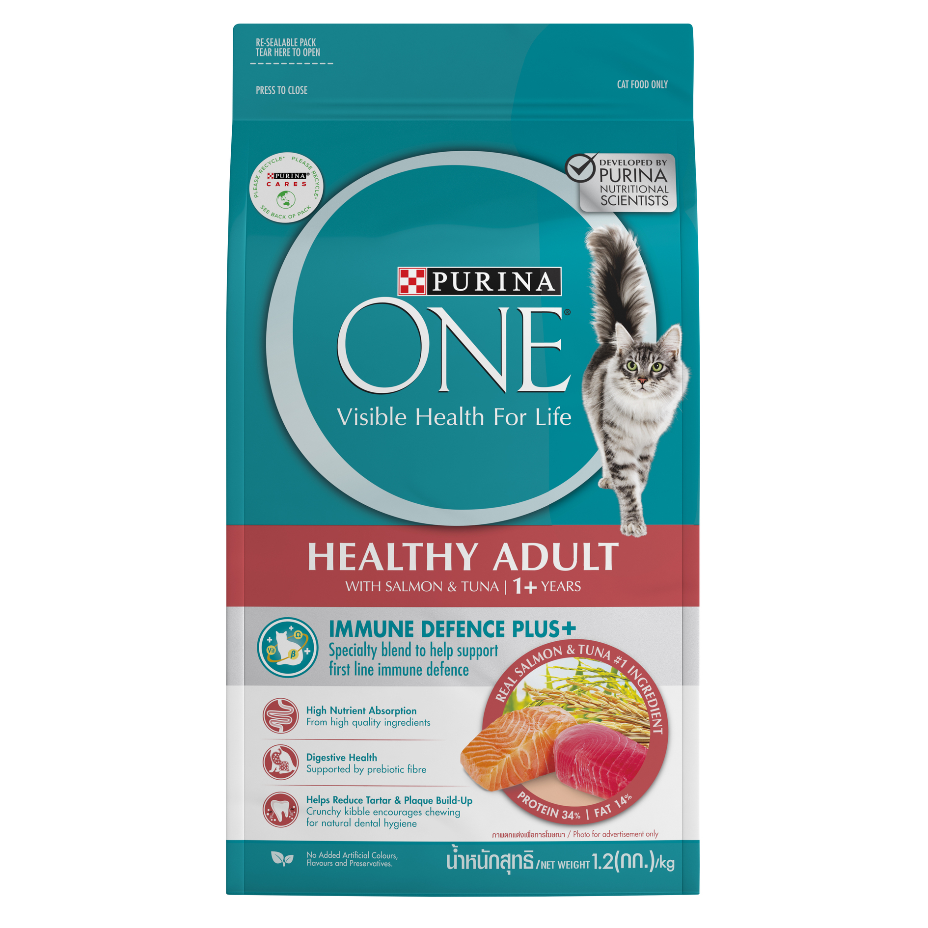 (exp: 26 Feb 2026) Purina One Cat 1.2kg Healthy Adult Salmon And Tuna Dry Cat Food