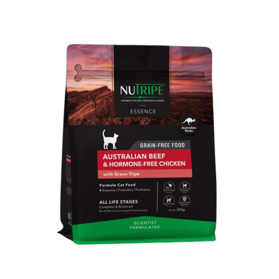 (exp: Oct'2026) Nutripe Essence Cat 200g Australian Beef And Hormone-free Chicken With Green Tripe Dry Cat Food