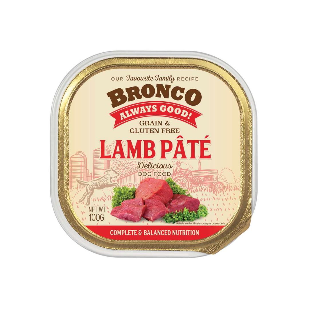 (exp: 25 Mar 2027) Bronco 100g Lamb Pate Dog Wet Food Tray