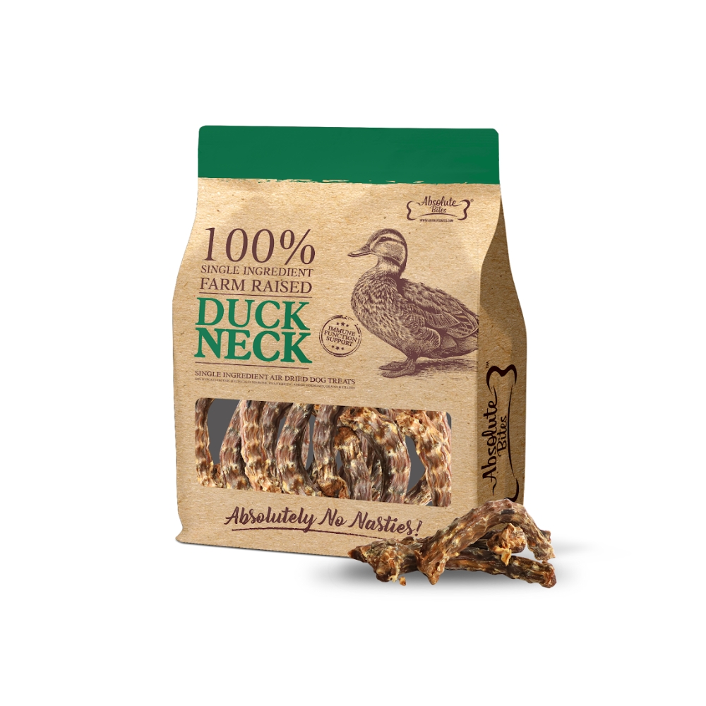 (exp: 13 Apr 2027) Absolute Bites Air Dried 300g Duck Neck Dog Treat