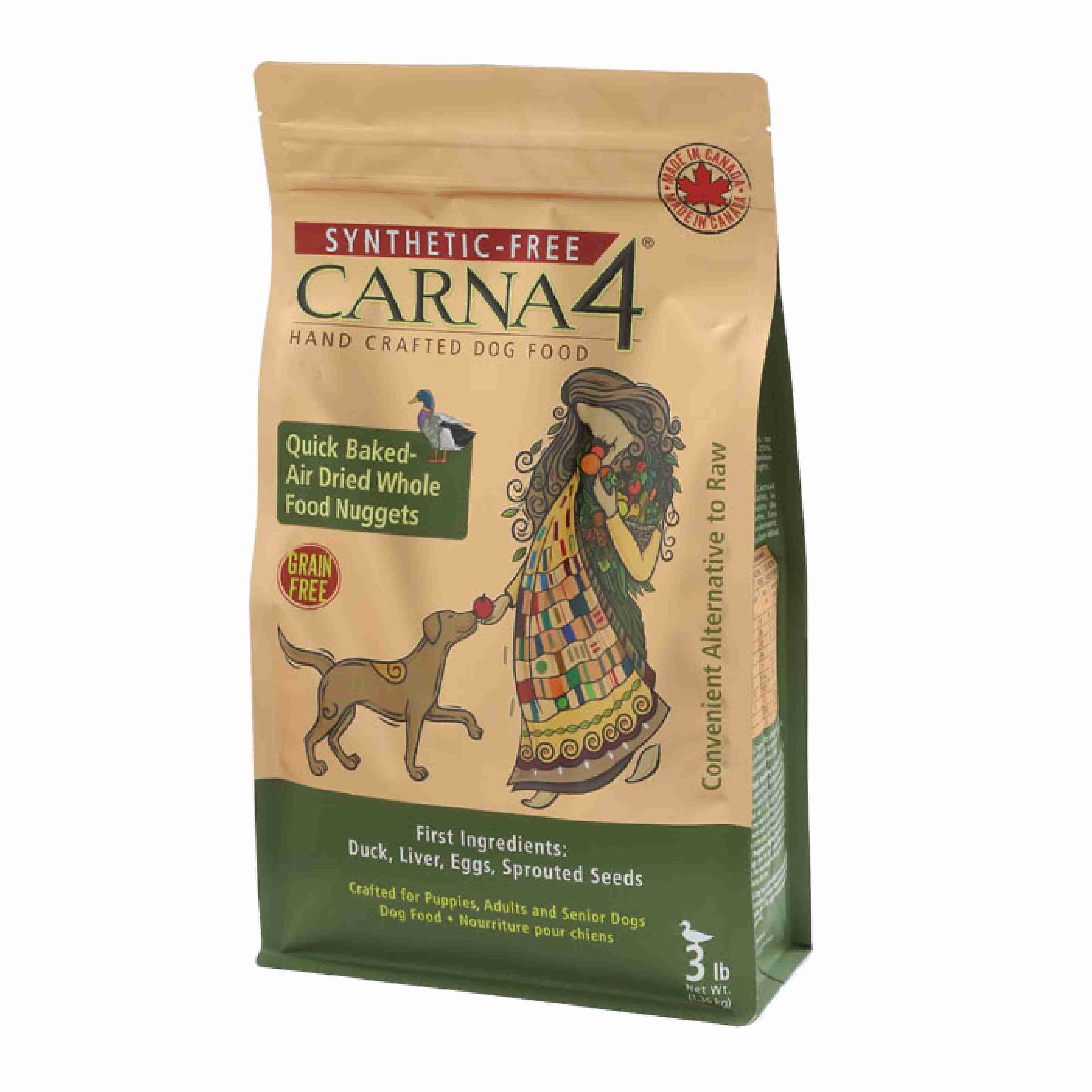(exp: 13 Aug 2026) Carna4 Dog 3lbs (1.36kg) Quick-baked Air Dried Nuggets Duck Dog Food
