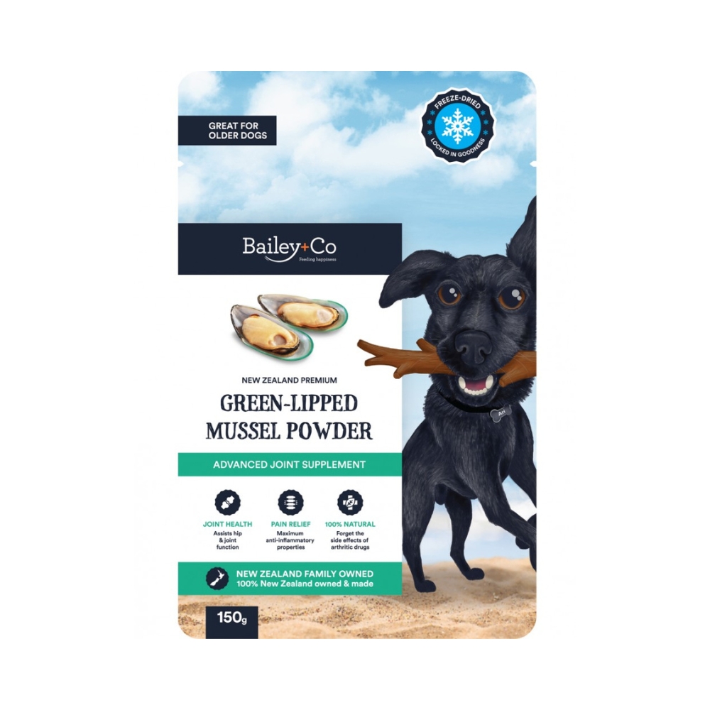 (exp: 11 Jun 2026) Bailey+co Dog 150g Advanced Joint Supplement Green Lipped Mussel Powder For Dogs