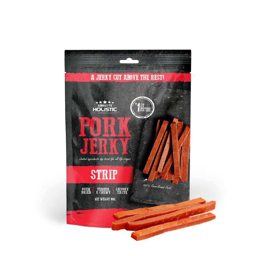 (exp: 25 Feb 2027) Absolute Holistic Dog 100g Jerky Pork Strip Dog Treat
