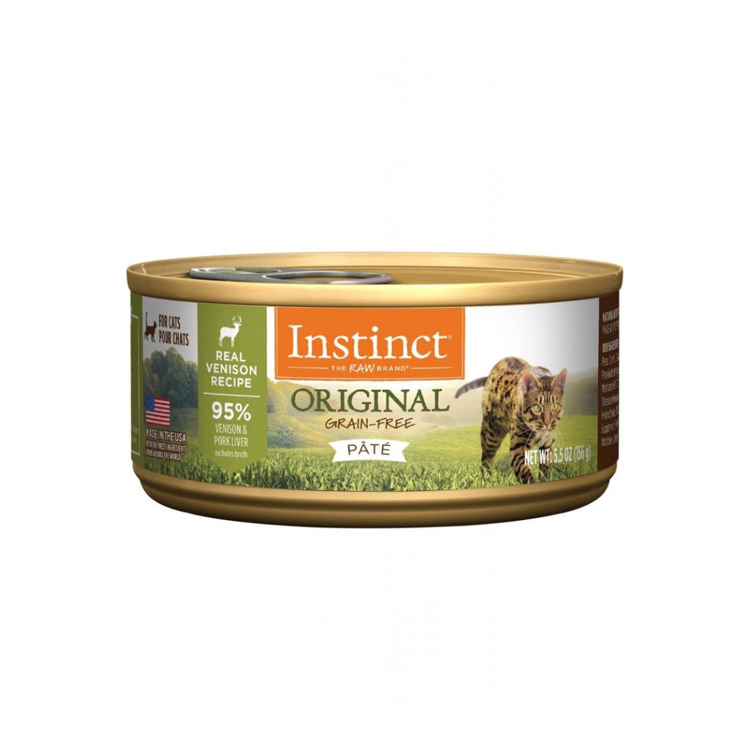 (exp: 31 Jul 2027) Instinct Cat 5.5oz Original Grain Free Pate Real Venison Recipe Wet Cat Food