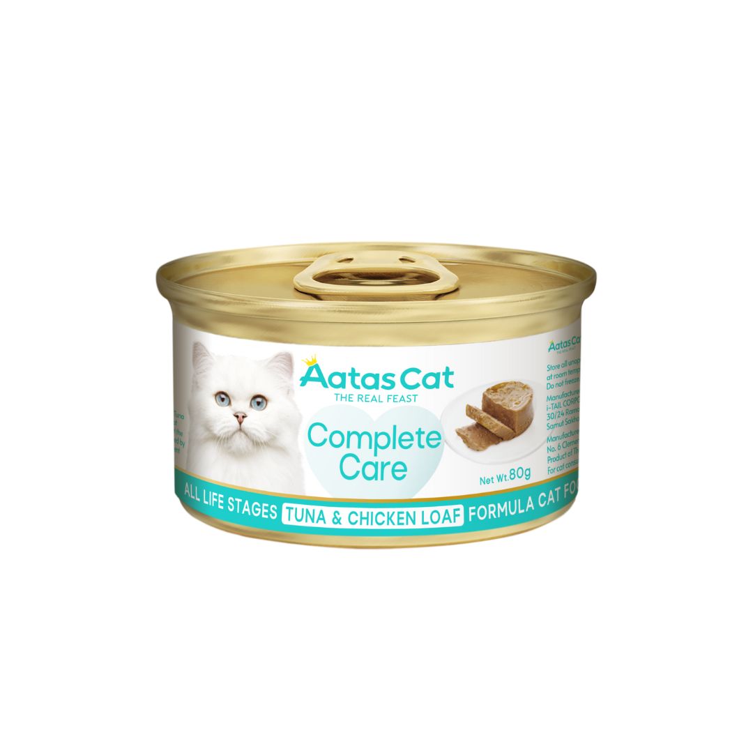 (exp: 30 Mar 2028) Aatas Cat 80g Complete Care Tuna & Chicken Loaf Formula Wet Cat Food