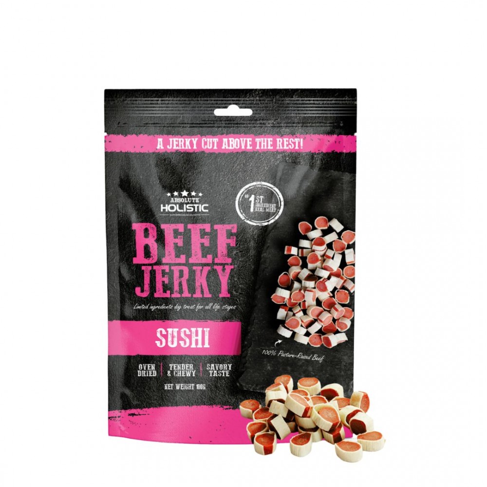 (exp: 02 Mar 2026) Absolute Holistic Dog 100g Jerky Beef Sushi Dog Treat