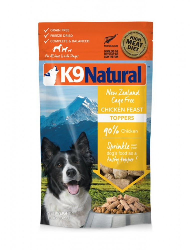 K9 Natural Dog Freeze Dried 100g Chicken Feast Toppers Dry Dog Food