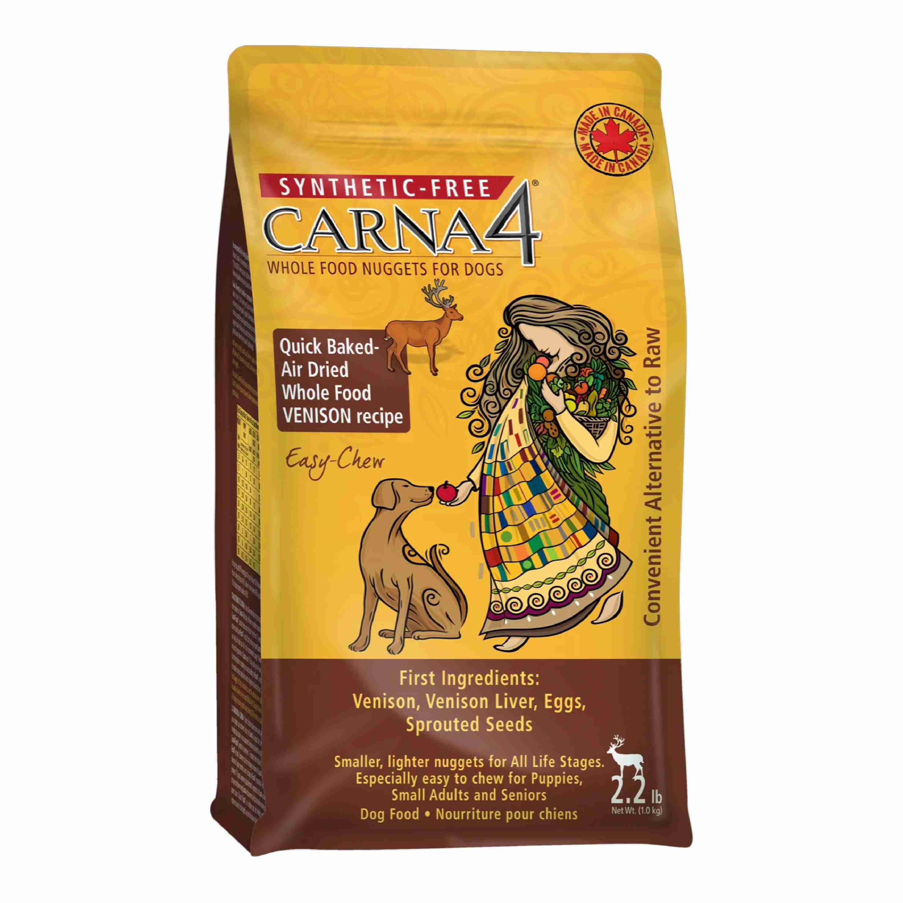 Carna4 Dog 2.2lbs (1kg) Quick-baked Air Dried Easy Chew Venison Dog Food