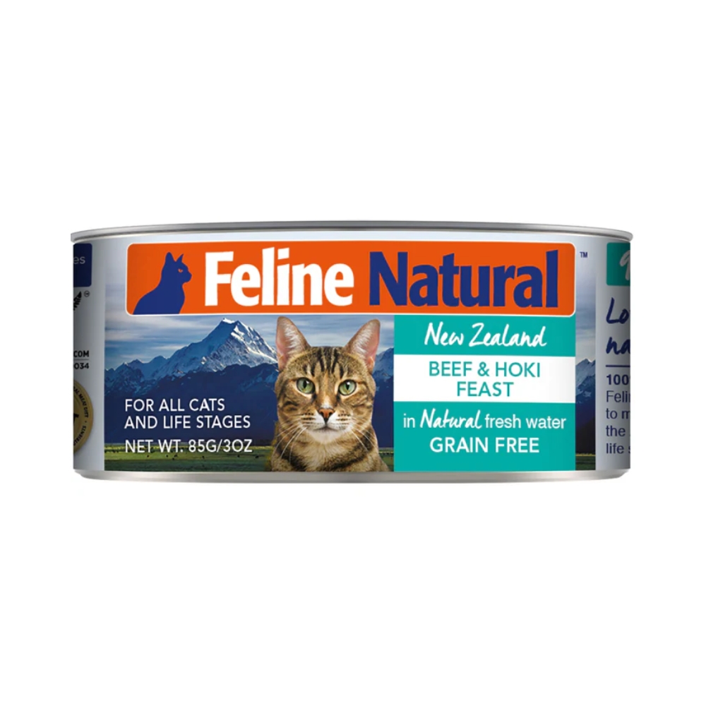 (exp: 03 May 2027) Feline Natural Cat 85g Beef & Hoki Feast Canned Wet Cat Food