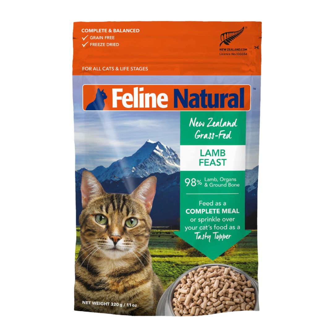 (exp: 30 Oct 2026) Feline Natural Freeze Dried 320g Lamb Feast Dry Cat Food