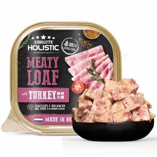 (exp: 05 Mar 2027) Absolute Holistic Dog 100g Complete & Balanced Meaty Loaf Turkey Wet Tray Dog Food