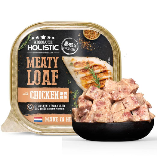 (exp: 06 Mar 2027) Absolute Holistic Dog 100g Complete & Balanced Meaty Loaf Chicken Wet Tray Dog Food