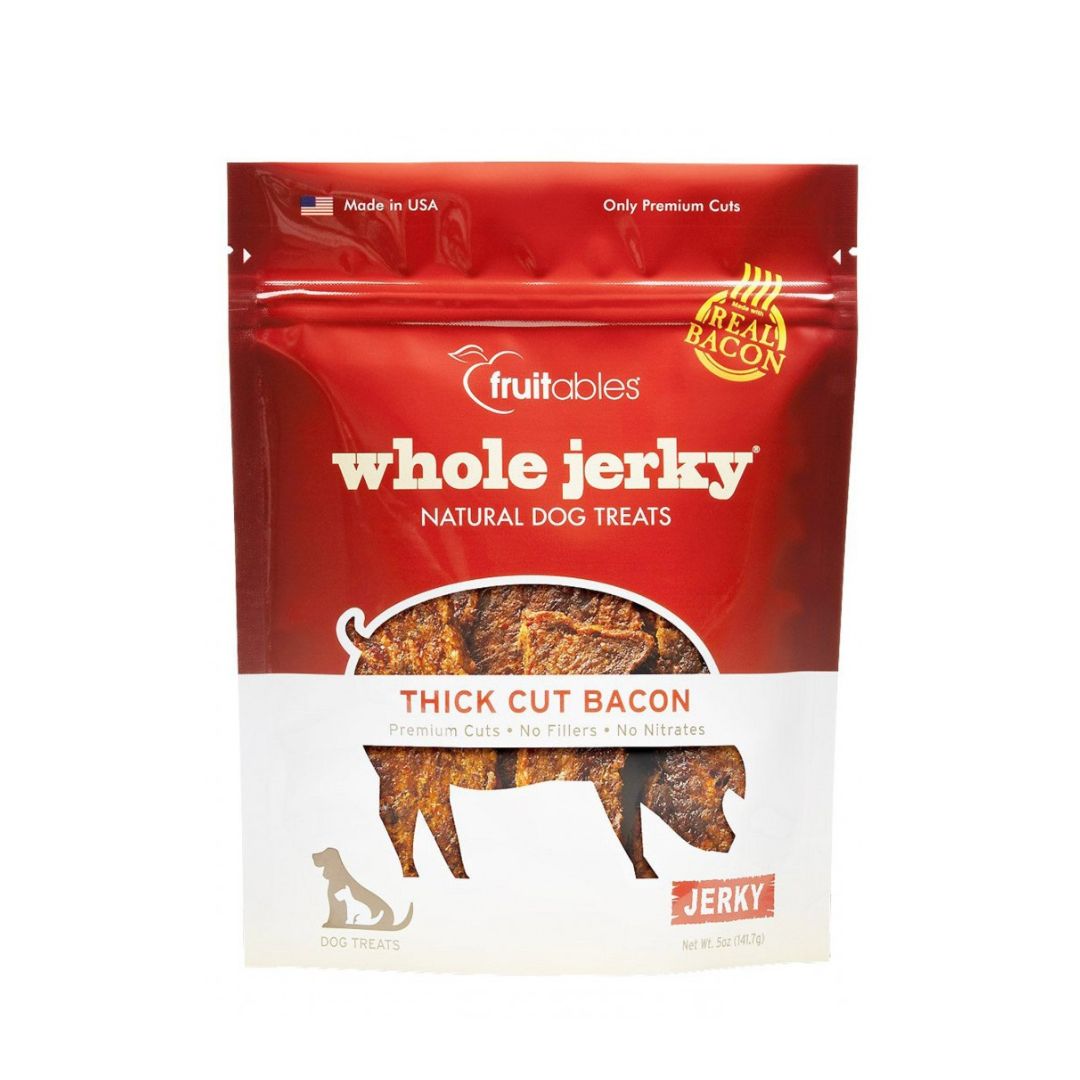 Fruitables Whole Jerky Dog Treats In Thick Cut Bacon Dog Treats 140g