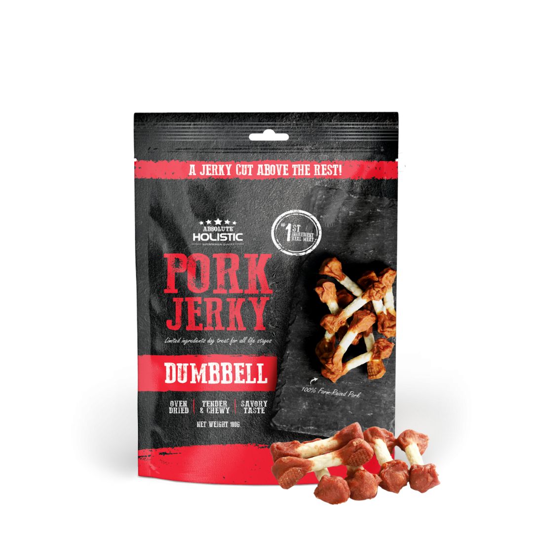 (exp: 25 Feb 2027) Absolute Holistic Dog 100g Jerky Pork Dumbbell Dog Treat