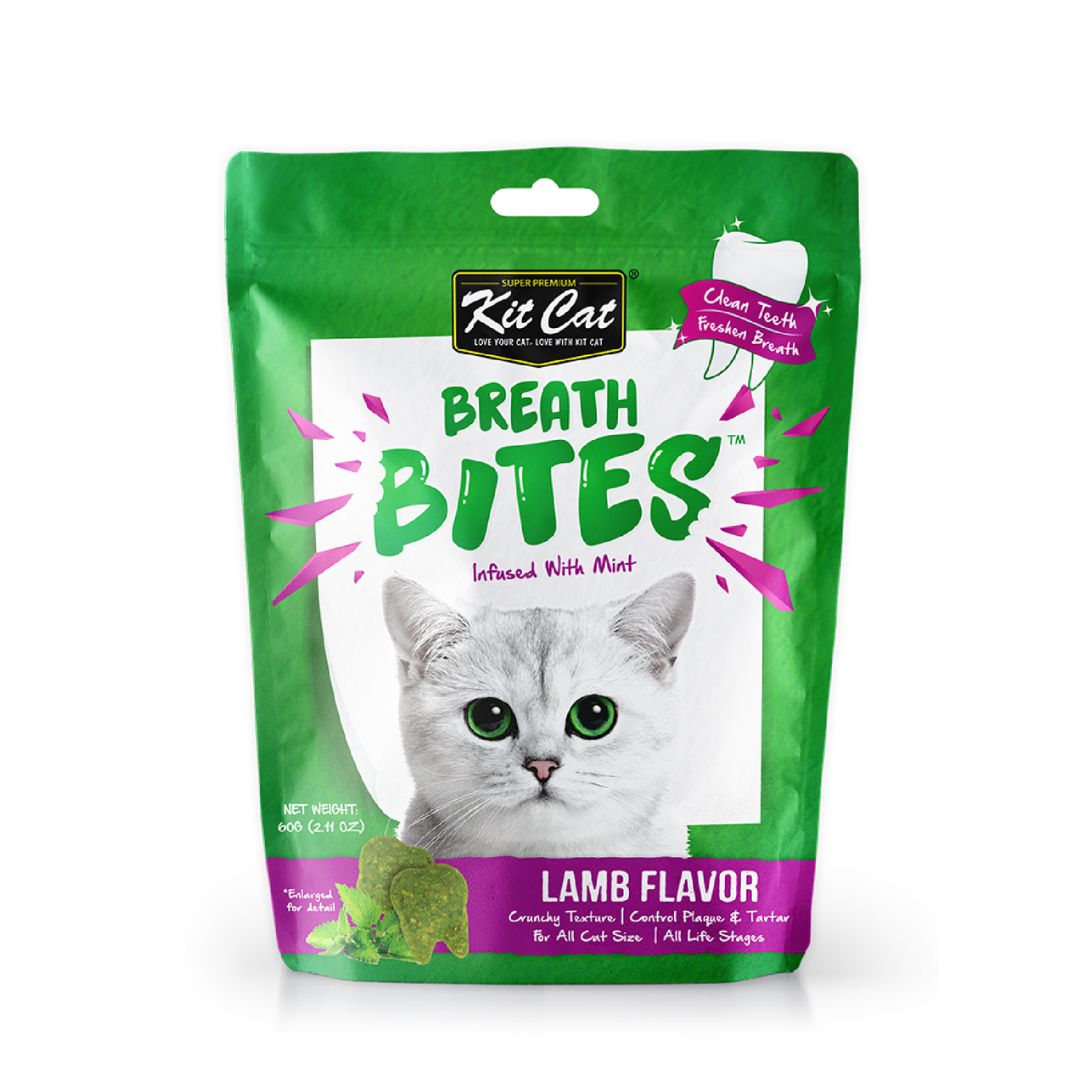 (exp: 06 Feb 2027) Kit Cat 60g Breath Bites Infused With Mint Lamb Flavor Cat Treat