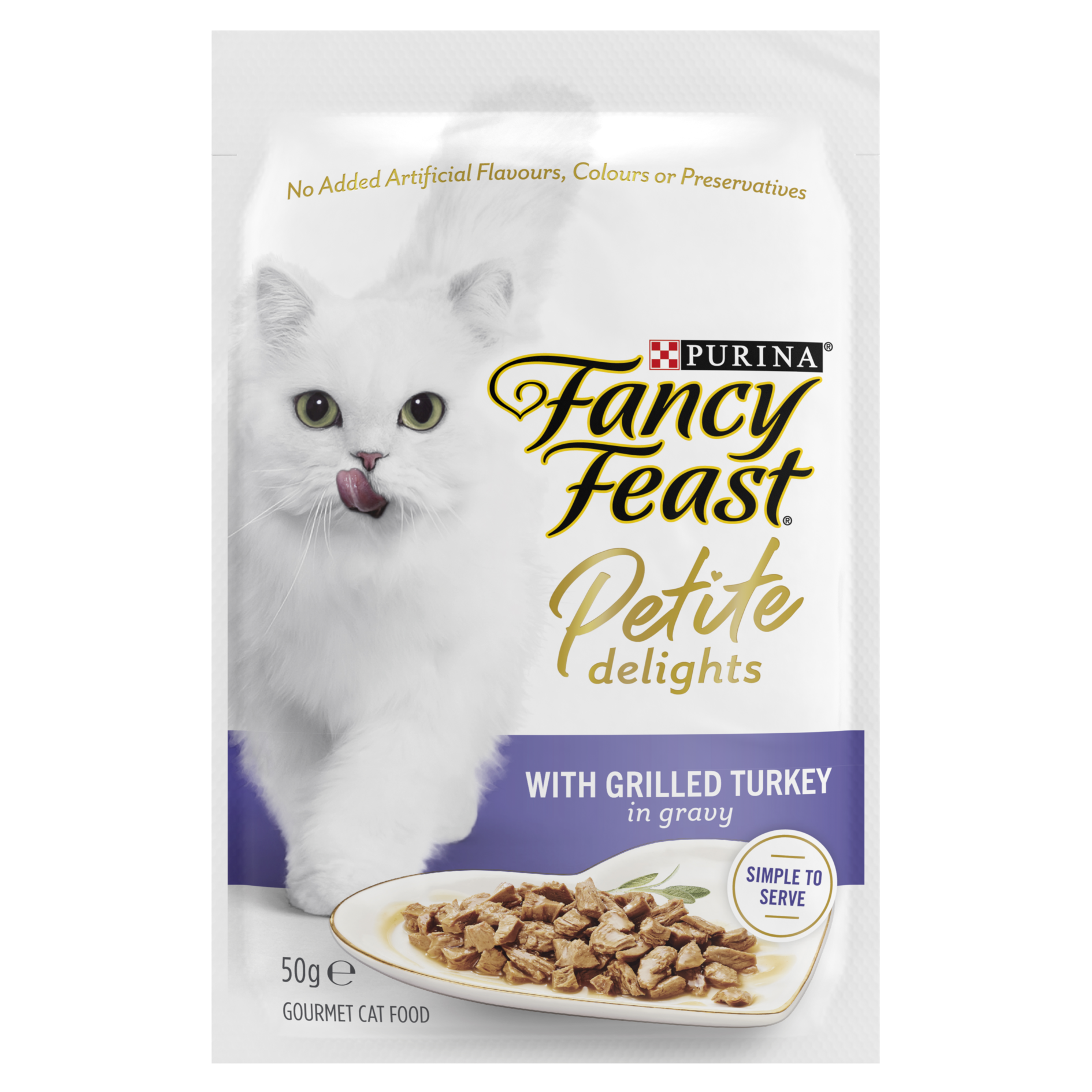 (exp: 31 May 2026) Fancy Feast Cat 50g Petite Delights With Grilled Turkey In Gravy Pouch Wet Cat Food
