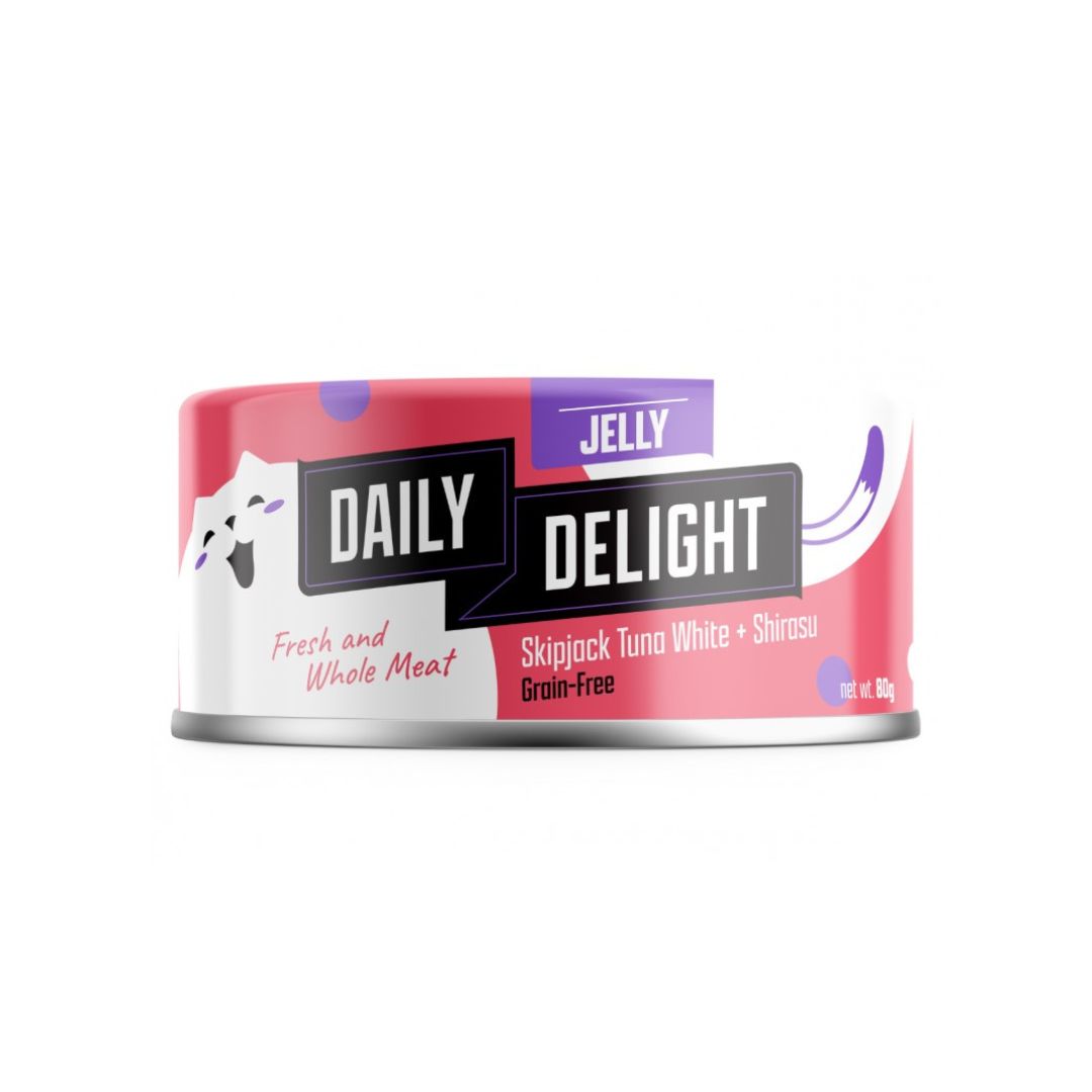 (exp: 24 May 2028) Daily Delight Cat Jelly 80g Skipjack Tuna White With Shirasu Wet Cat Food