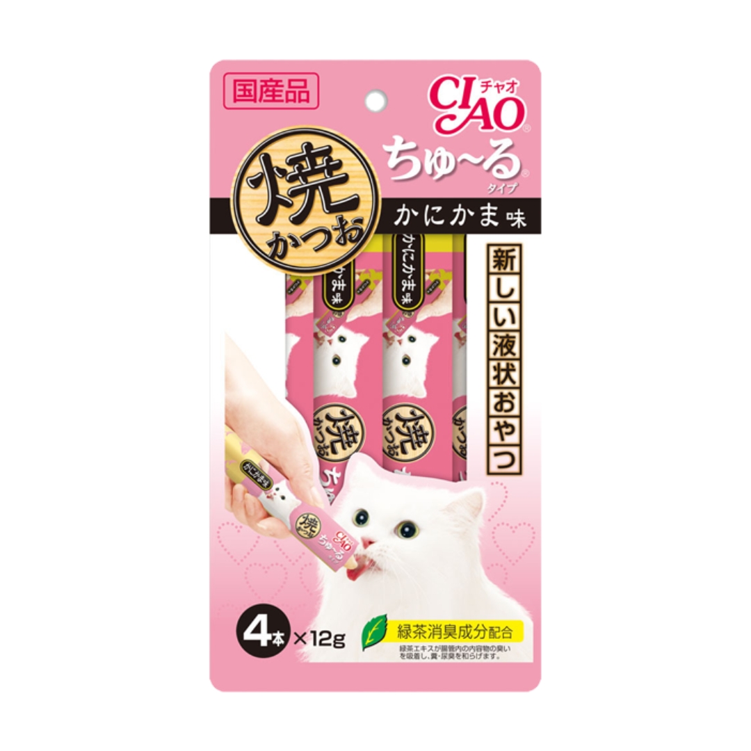 (exp: 08 May 2027) Ciao Churu 12gx4 Grilled Tuna Crab Flavor Cat Treat