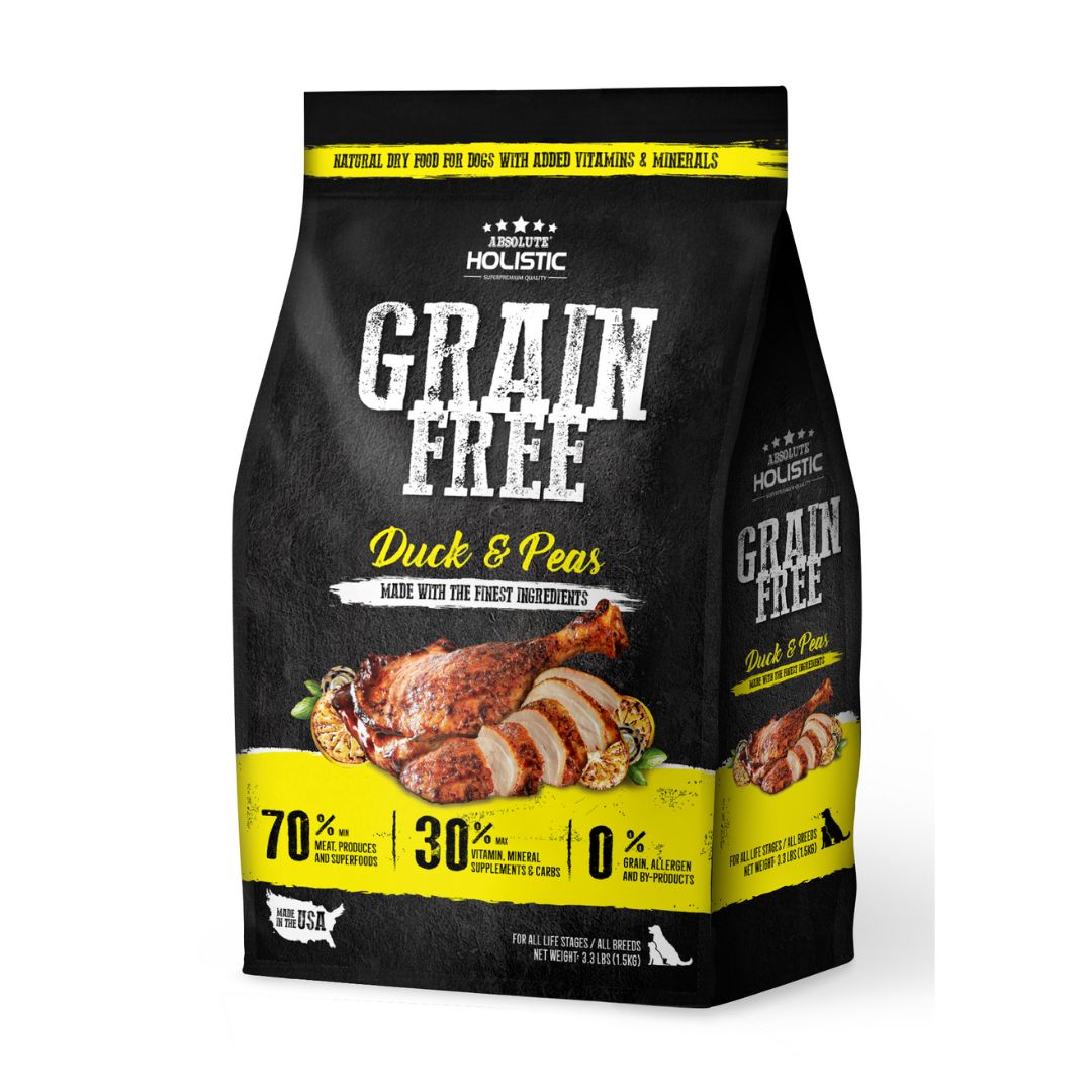 (exp: 25 Oct 2026) Absolute Holistic Dog 1.5kg Grain Free Duck & Peas Dry Dog Food