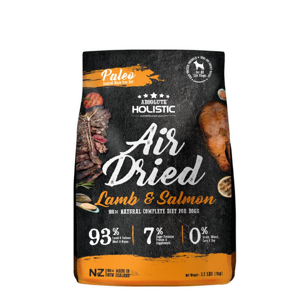 (exp: 02 Oct 2026) Absolute Holistic Dog 1kg Air Dried Lamb & Salmon Dry Dog Food
