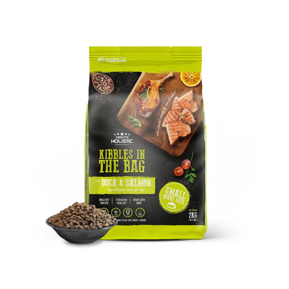(exp: 20 Nov 2026) Absolute Holistic Dog 2kg Kibbles In The Bag Small Bites Duck & Salmon Dry Dog Food