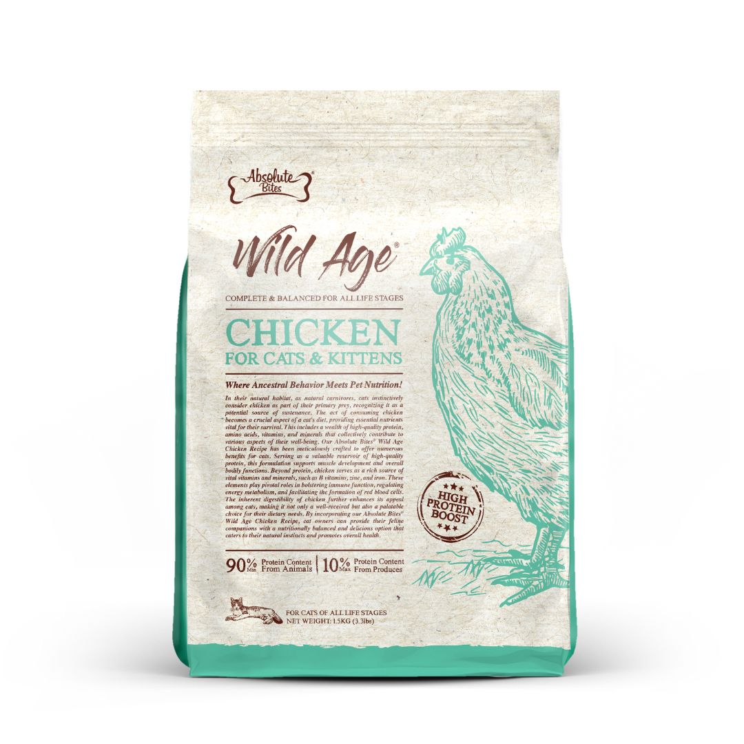 (exp: 28 Jul 2026) Absolute Bites Cat Wild Age 1.5kg Chicken Dry Cat Food