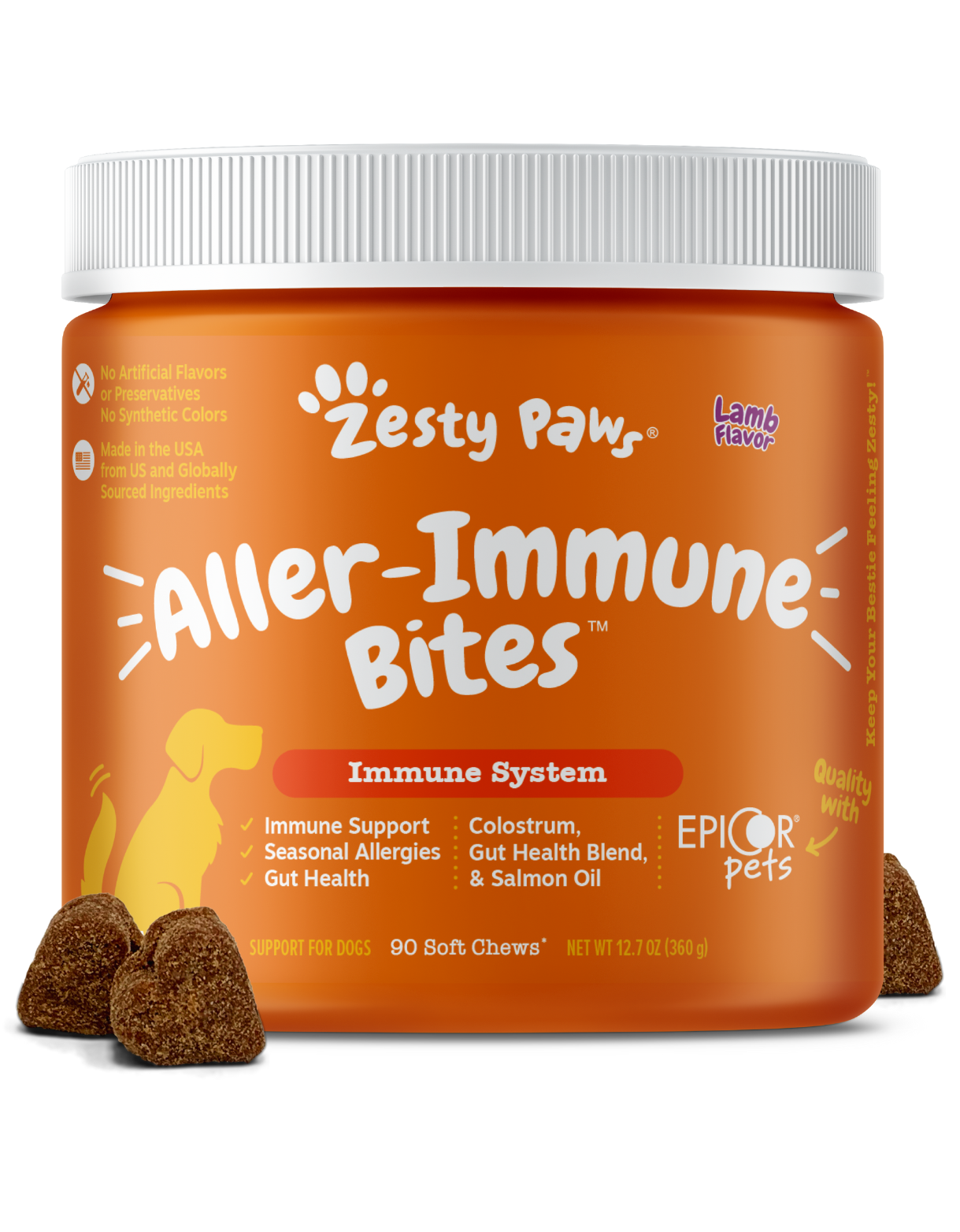 Zesty Paws 90ct Aller-immune Bites Lamb Supplement For Dog