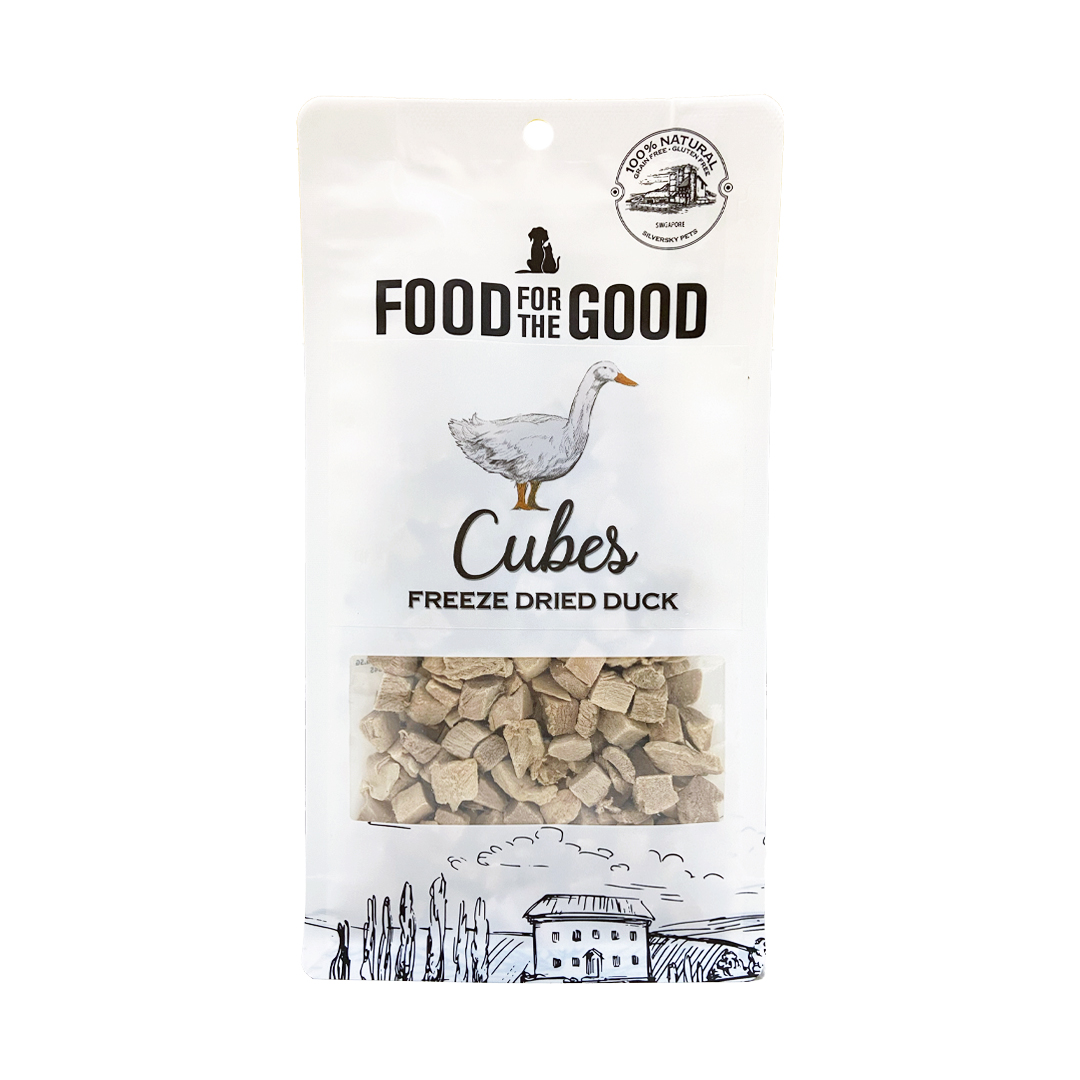 (exp: 16 Dec 2026) Food For The Good Freeze Dried Duck Cubes Dog & Cat Treats 70g