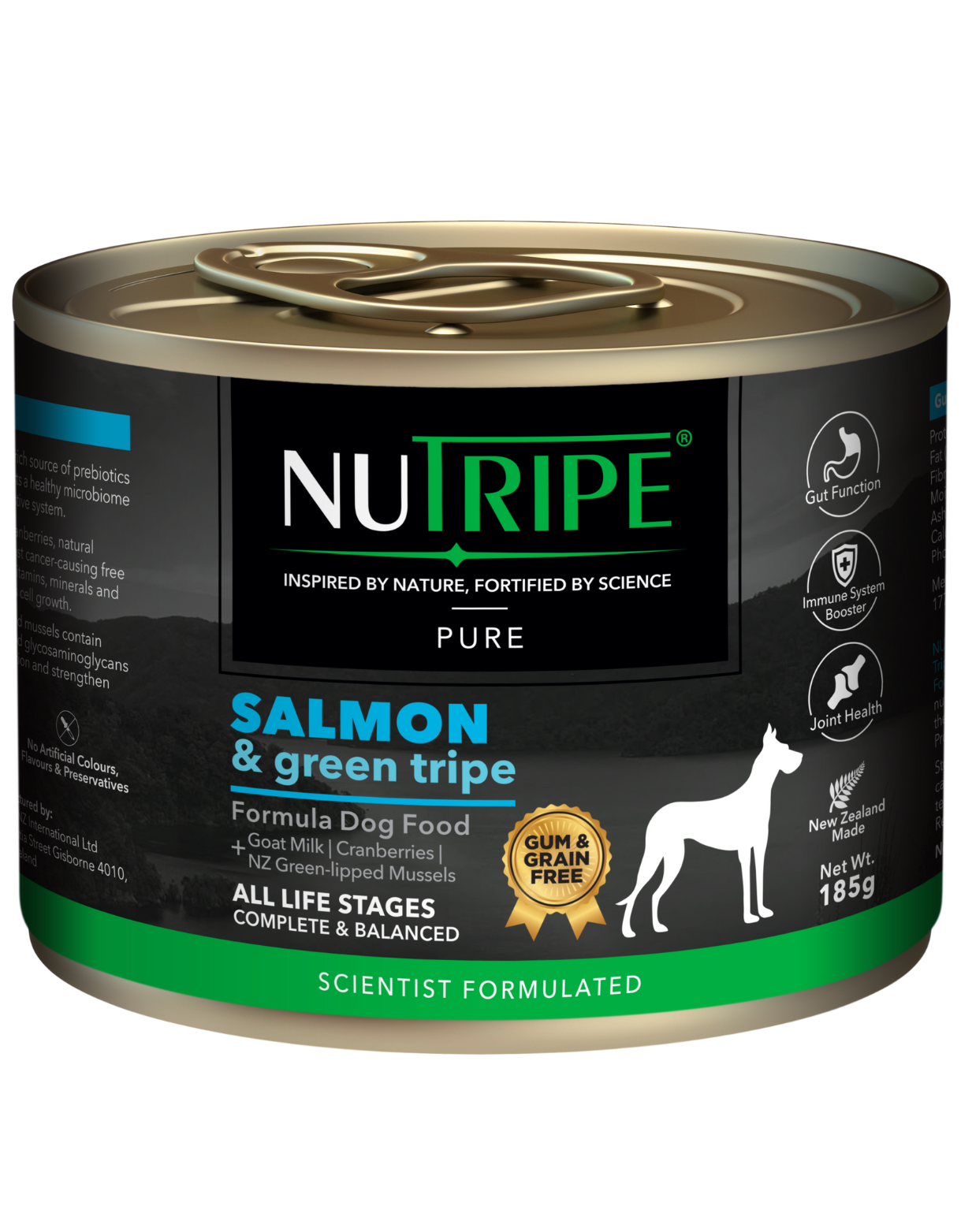 (exp: 16 May 2026) Nutripe Dog 185g Gum & Grain Free Pure Salmon & Green Tripe Dog Canned Food