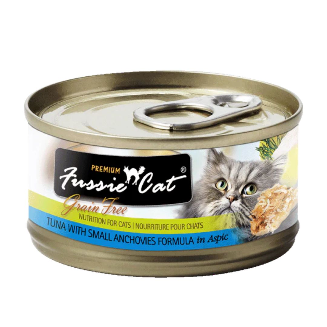(exp: 25 Feb 2028) Fussie Cat Black Label 80g Tuna With Small Anchovies Wet Cat Food In Aspic