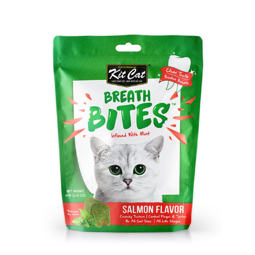 (exp: 06 Feb 2027) Kit Cat 60g Breath Bites Infused With Mint Salmon Flavor Cat Treat