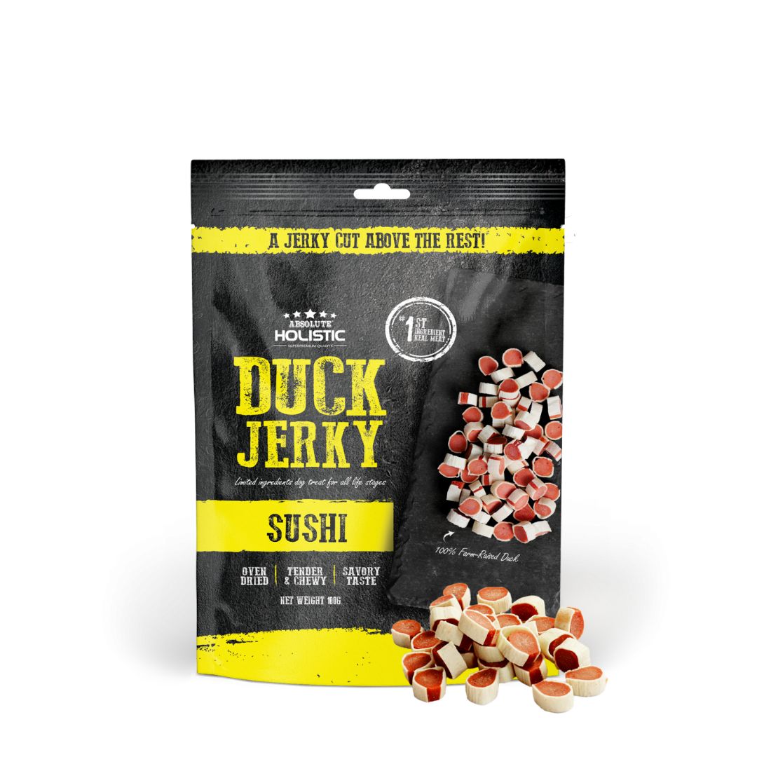 (exp: 15 Dec 2026) Absolute Holistic Dog 100g Jerky Duck Sushi Dog Treat