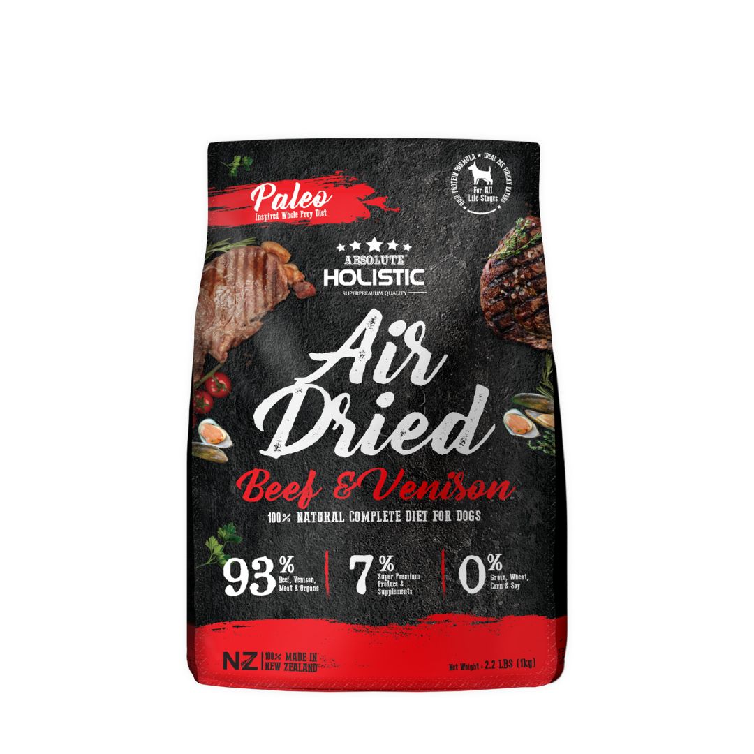 (exp: 27 Sep 2026) Absolute Holistic Dog 1kg Air Dried Beef & Venison Dry Dog Food