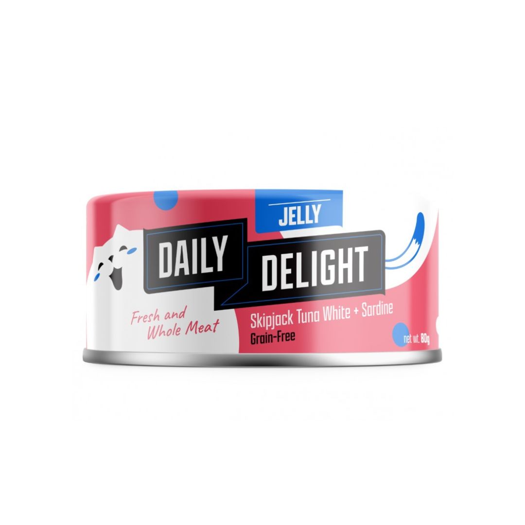 (exp: 22 Apr 2028) Daily Delight Cat Jelly 80g Skipjack Tuna White With Sardine Wet Cat Food
